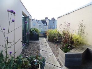 View along path on roof terrace